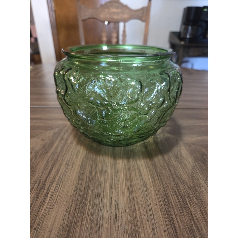 EO Brody Co. emerald green crinkle glass vase or planter Vintage